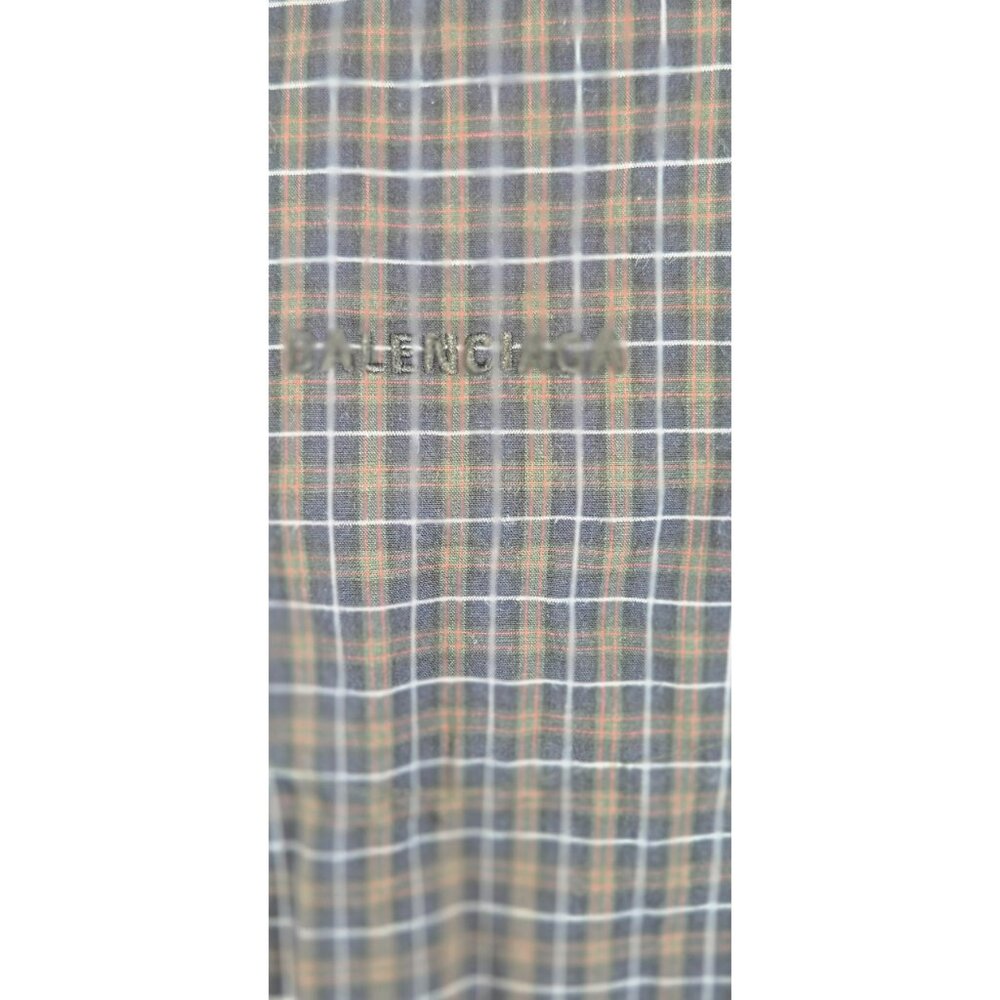 Balenciaga 39 Boxy Short Sleeve Shirt Button Up Oversized Plaid - Picture 8 of 9